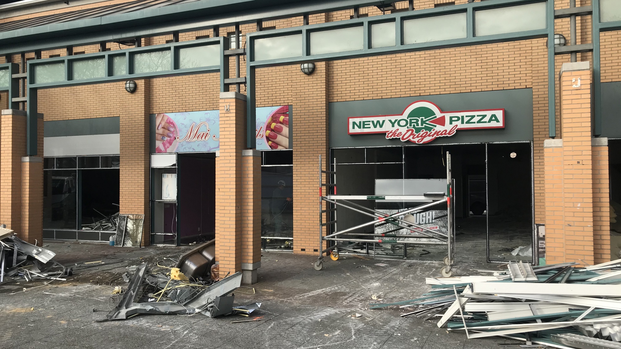 Een hoop puin voor de New York pizza 