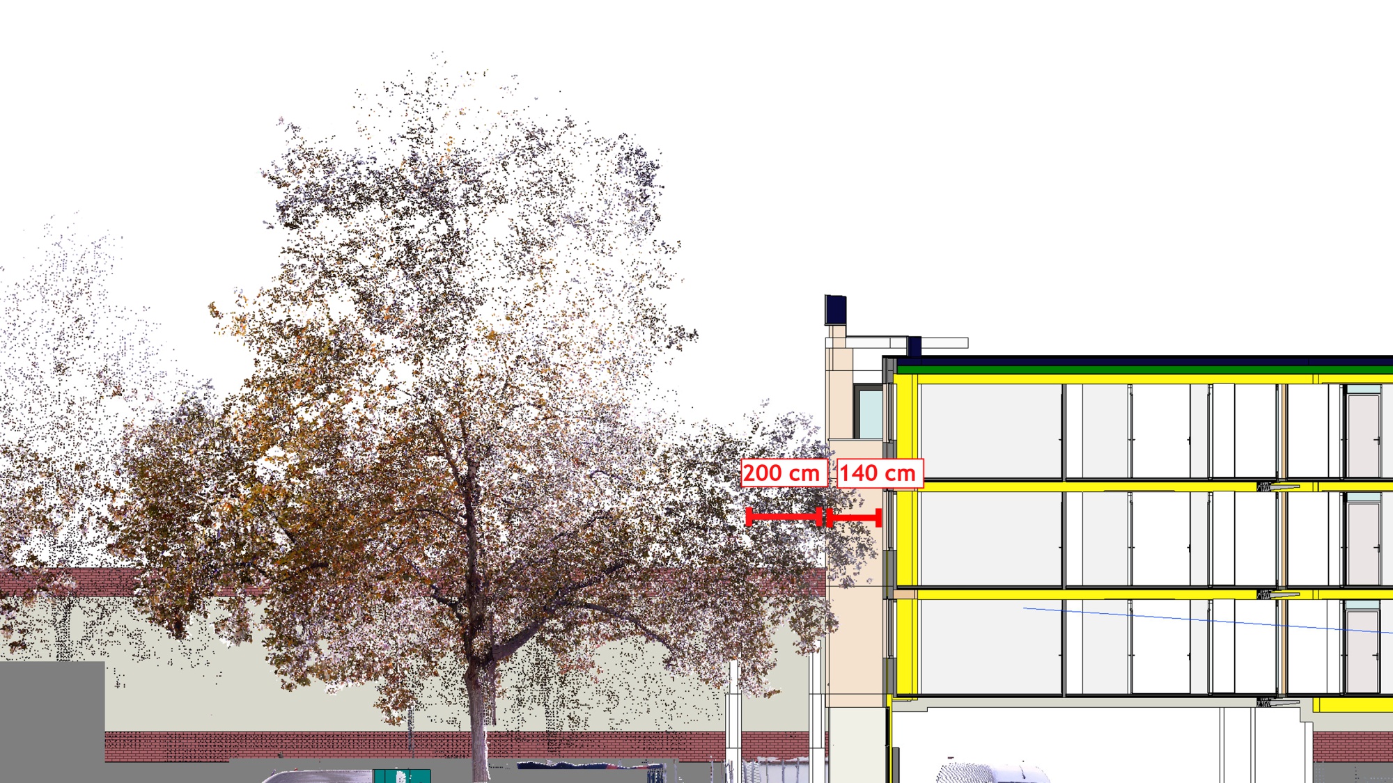 3d-weergave van de boom zijaanzicht